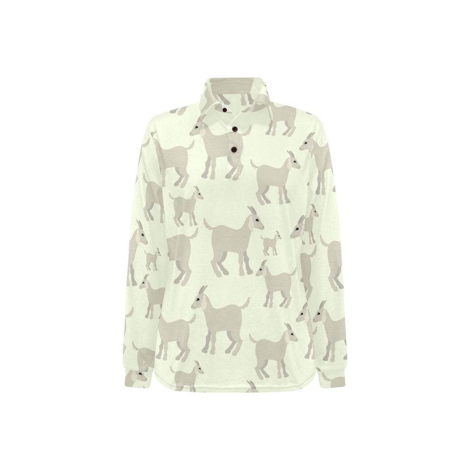 Little young goat pattern Women's Long Sleeve Polo Shirt