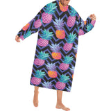 Pineapples pattern zigzag background Blanket Robe with Sleeves