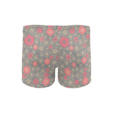 Red gold Sakura cherry blossom gray background Men's Swimming Trunks