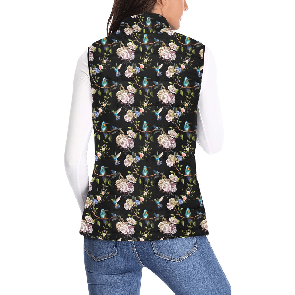 Hummingbird Pattern Print Design 03 Women's Padded Vest
