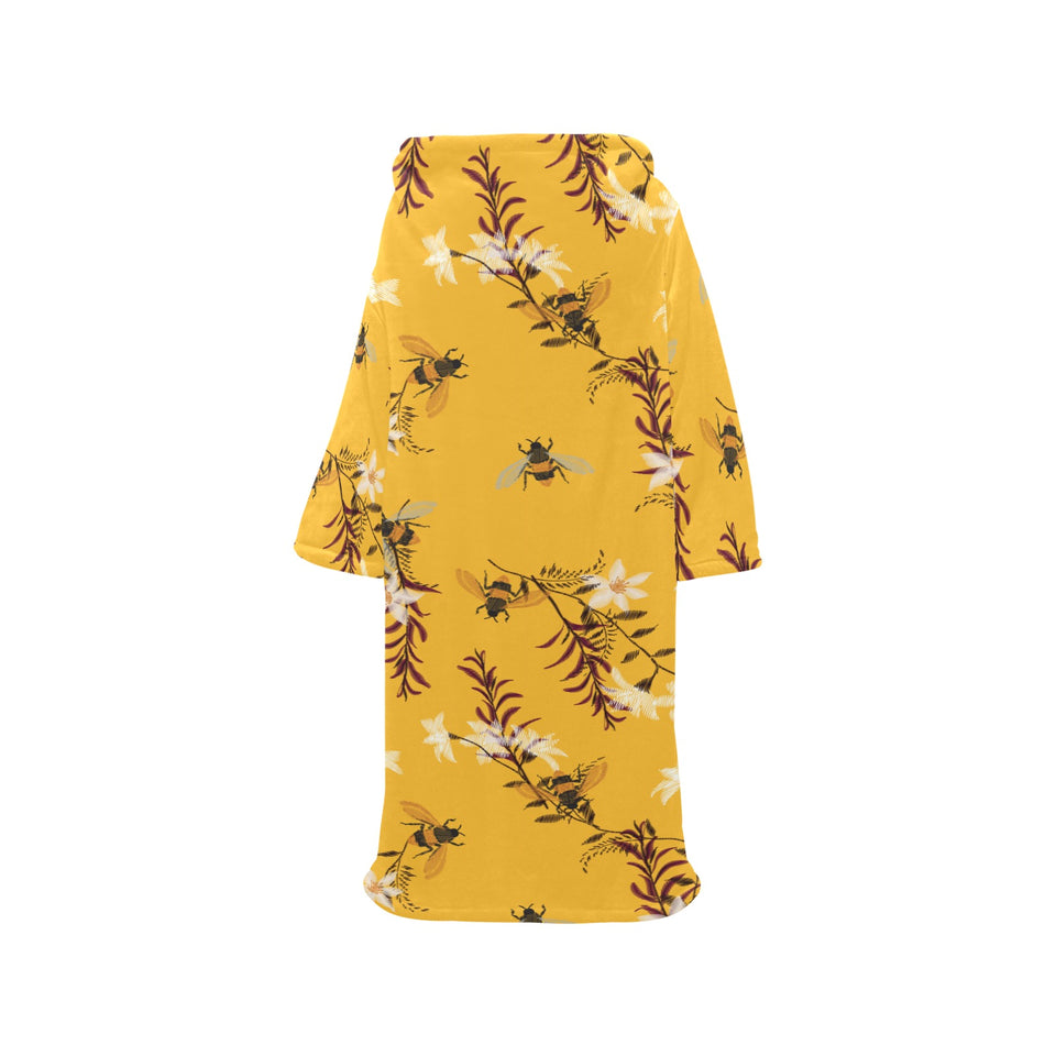 Bee flower pattern Blanket Robe with Sleeves