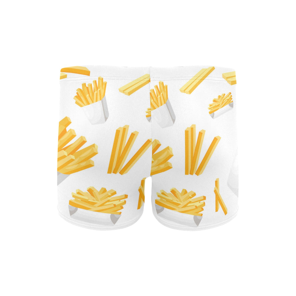 French fries white paper box pattern Men's Swimming Trunks