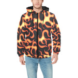 Fire flame dark pattern Men's Padded Hooded Jacket