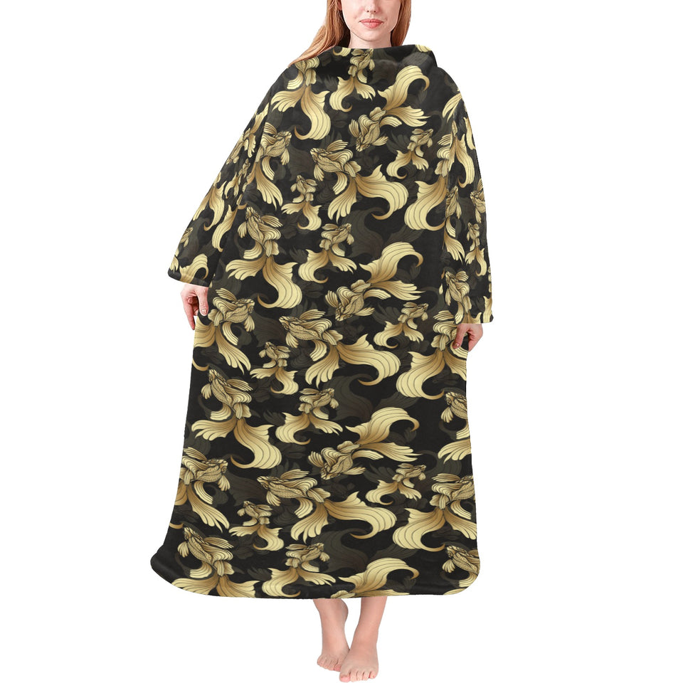 Goldfish Pattern Print Design 01 Blanket Robe with Sleeves