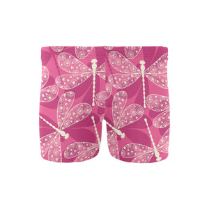 Beautiful dragonfly pink background Men's Swimming Trunks
