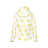 hand drawn sun pattern Women's Padded Hooded Jacket