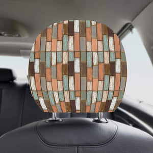 Wood Printed Pattern Print Design 02 Car Headrest Cover