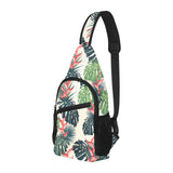 heliconia flowers, palm and monstera leaves All Over Print Chest Bag
