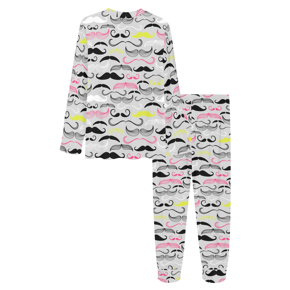Mustache Beard Pattern Print Design 02 Women's All Over Print Pajama Set
