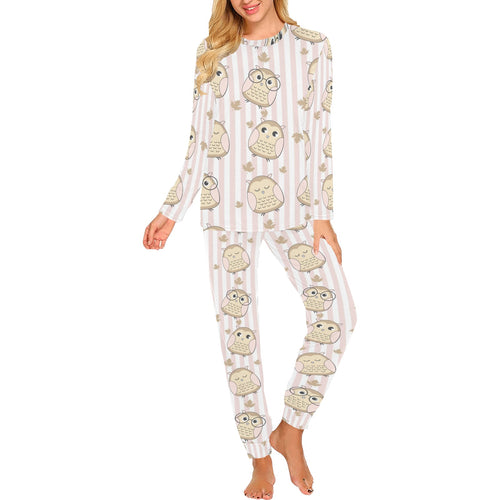cute owl leaf Women's All Over Print Pajama Set
