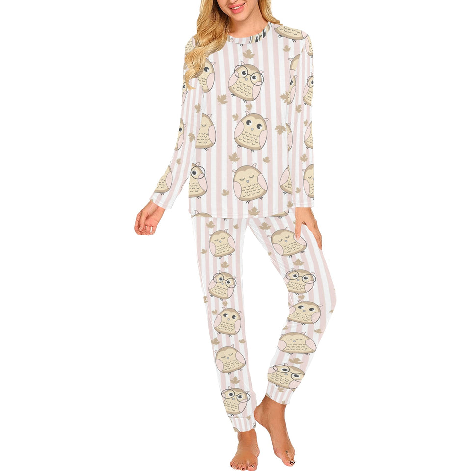 cute owl leaf Women's All Over Print Pajama Set