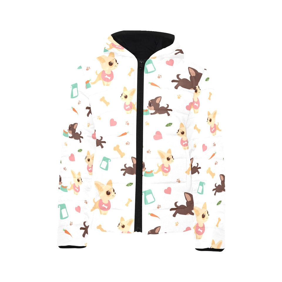 Cute Chihuahua puppie pattern Kids' Boys' Girls' Padded Hooded Jacket