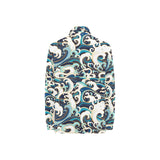 Japanese wave pattern Women's Long Sleeve Polo Shirt