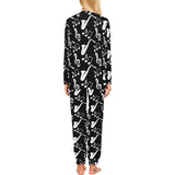 Saxophone music notes treble clef black white them Women's All Over Print Pajama Set