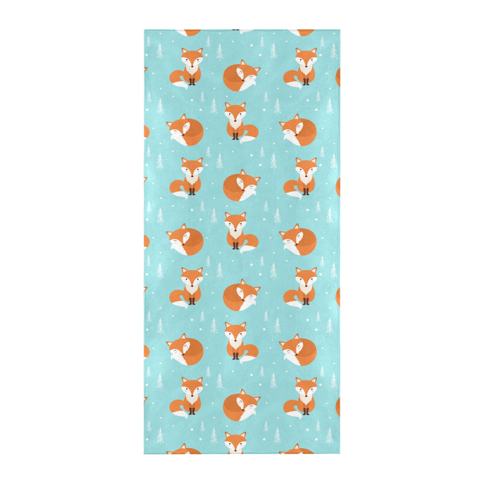 Fox pattern blue b ackground Beach Towel
