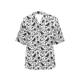 Crow dark floral pattern Women's All Over Print Hawaiian Shirt