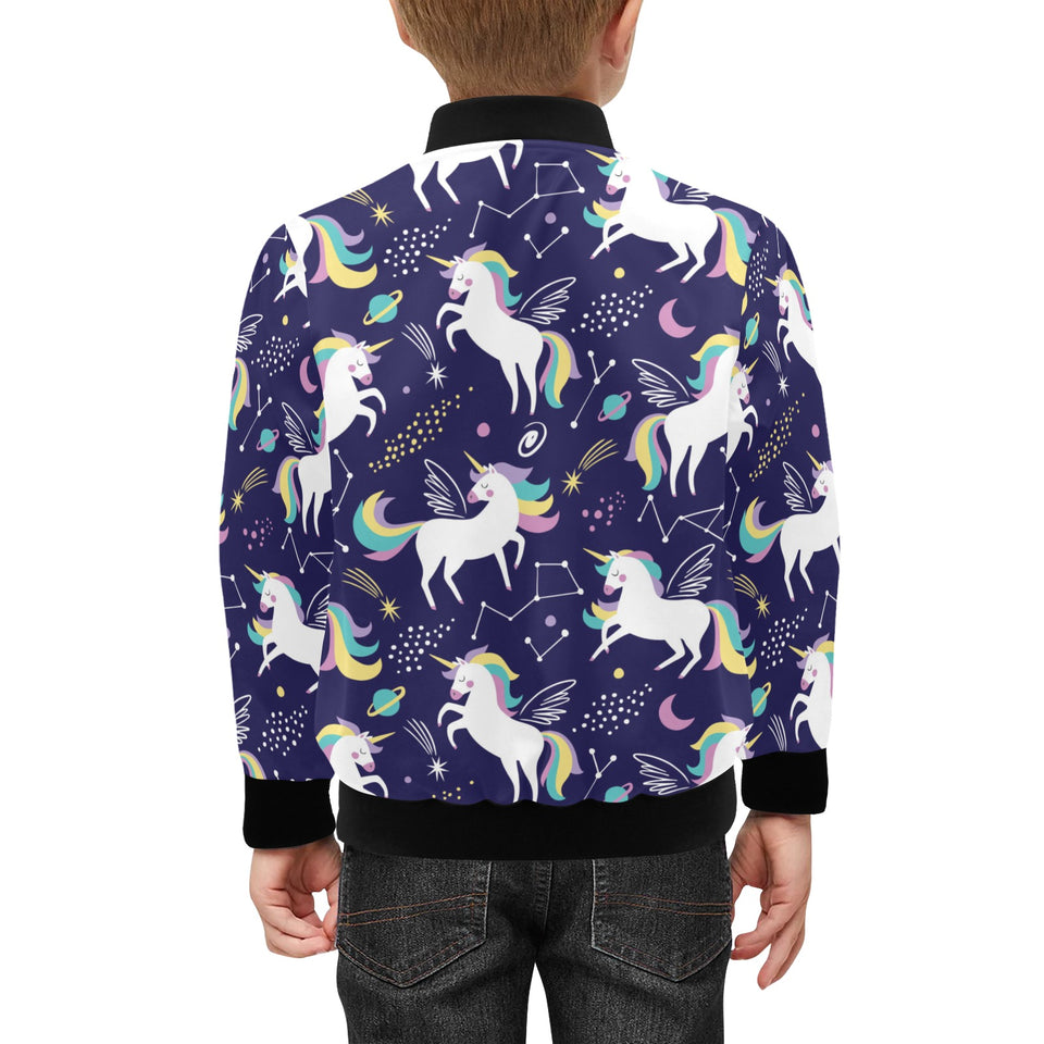 Hand drawn cute unicorn star planet Kids' Boys' Girls' Bomber Jacket