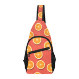 Oranges pattern red background All Over Print Chest Bag