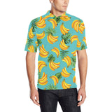 Banana Palm Leaves pattern background Men's All Over Print Polo Shirt