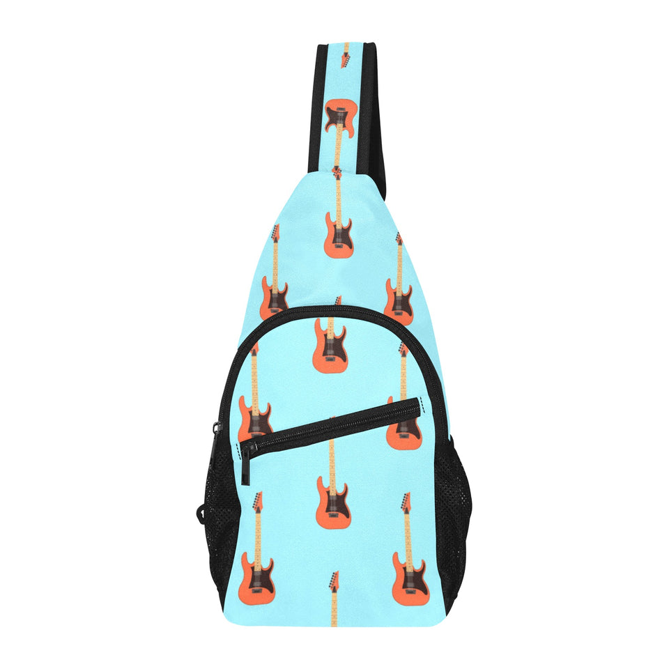 electric guitar pattern light blue background All Over Print Chest Bag
