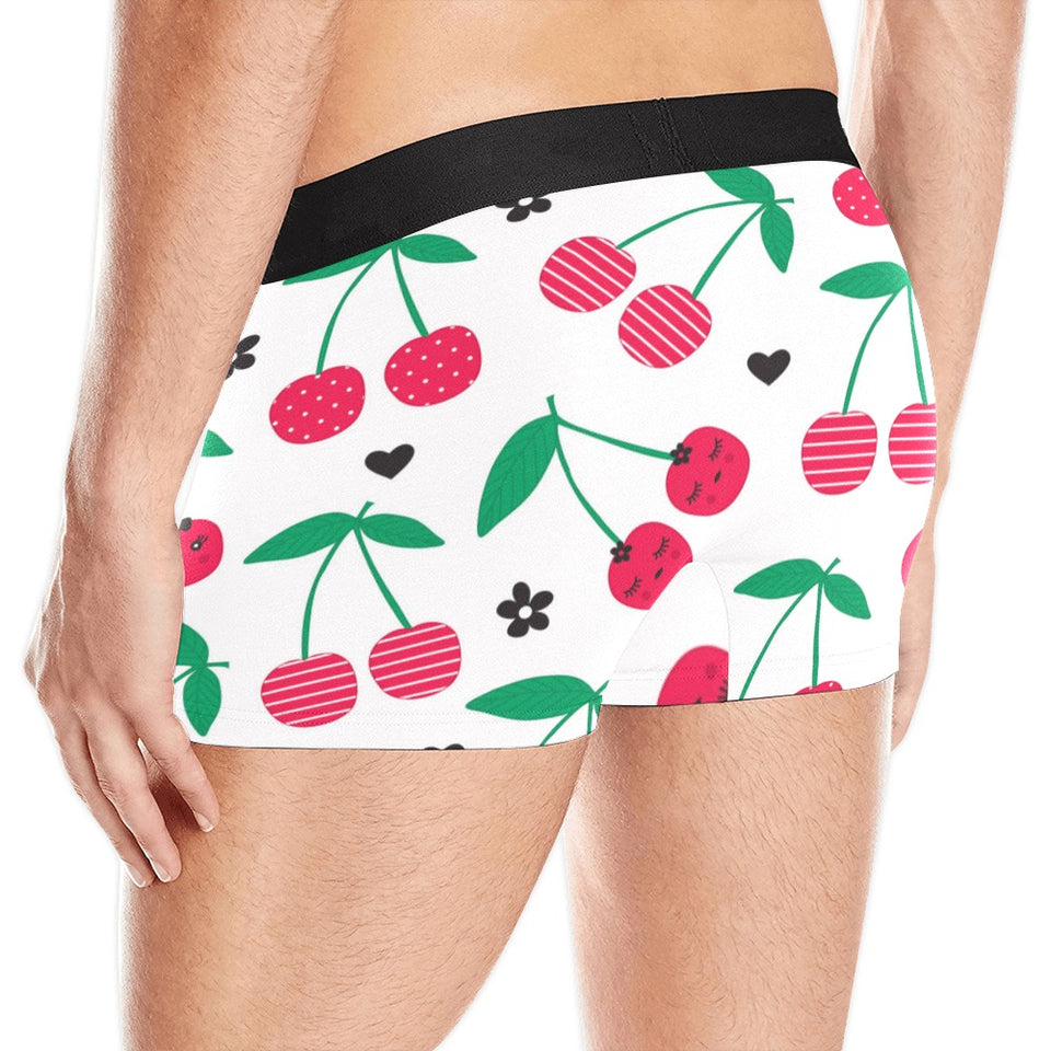 cherry pattern white background Men's All Over Print Boxer Briefs Men's Underwear