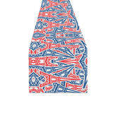 Blue Red Eiffel Tower Pattern Print Design 02 Table Runner