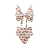 Clown Fish Pattern Print Design 05 Chest Bowknot High Waisted Bikini Swimsuit
