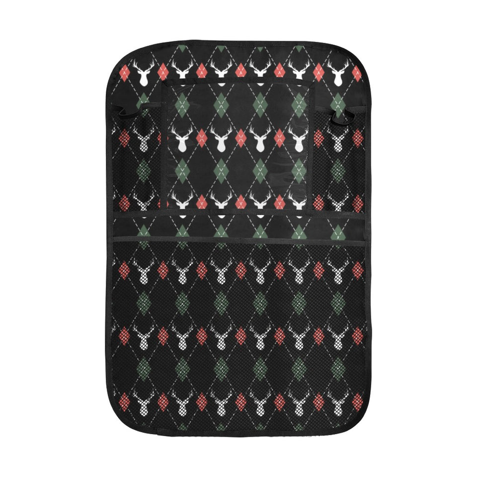 Deer Christmas new year pattern argyle Car Seat Back Organizer
