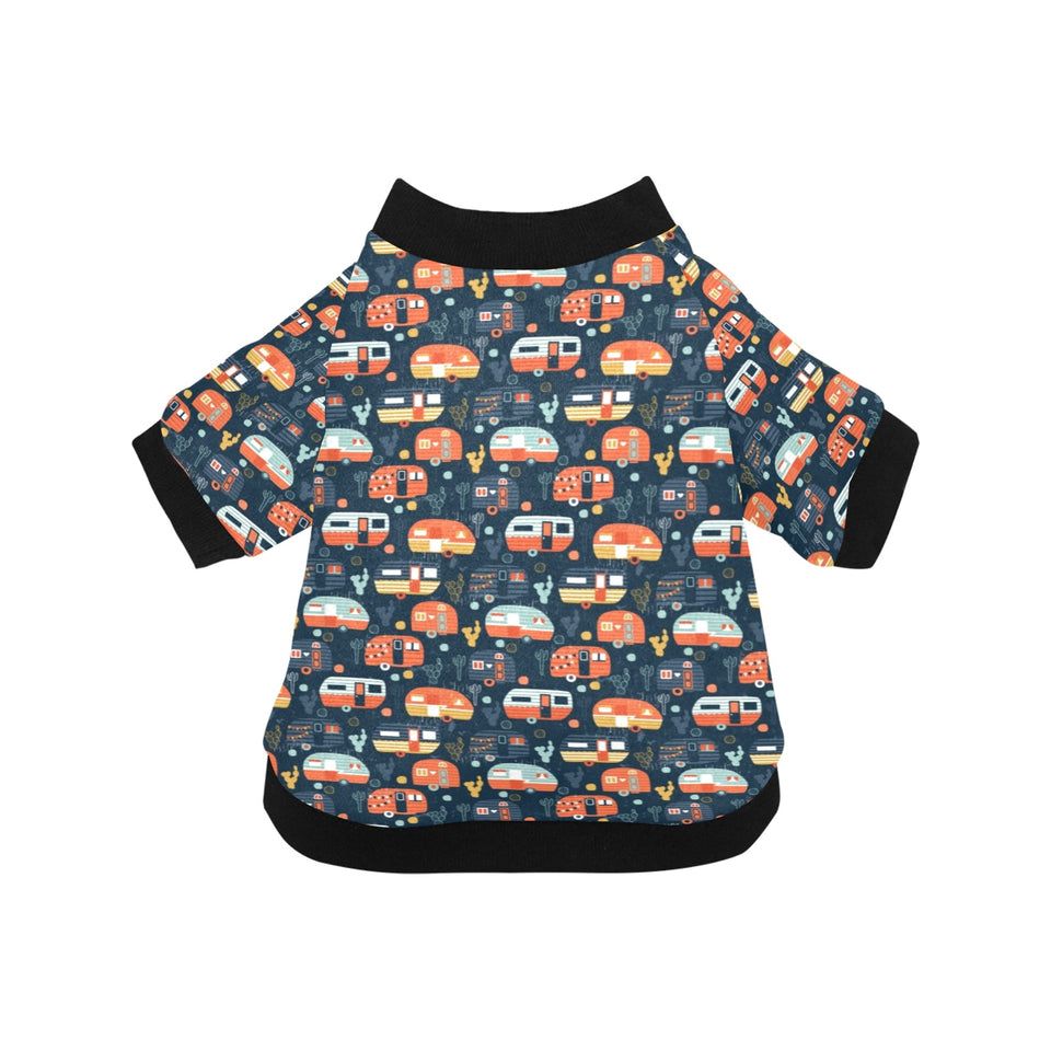 Camper Van Pattern Print Design 05 All Over Print Pet Dog Round Neck Fuzzy Shirt