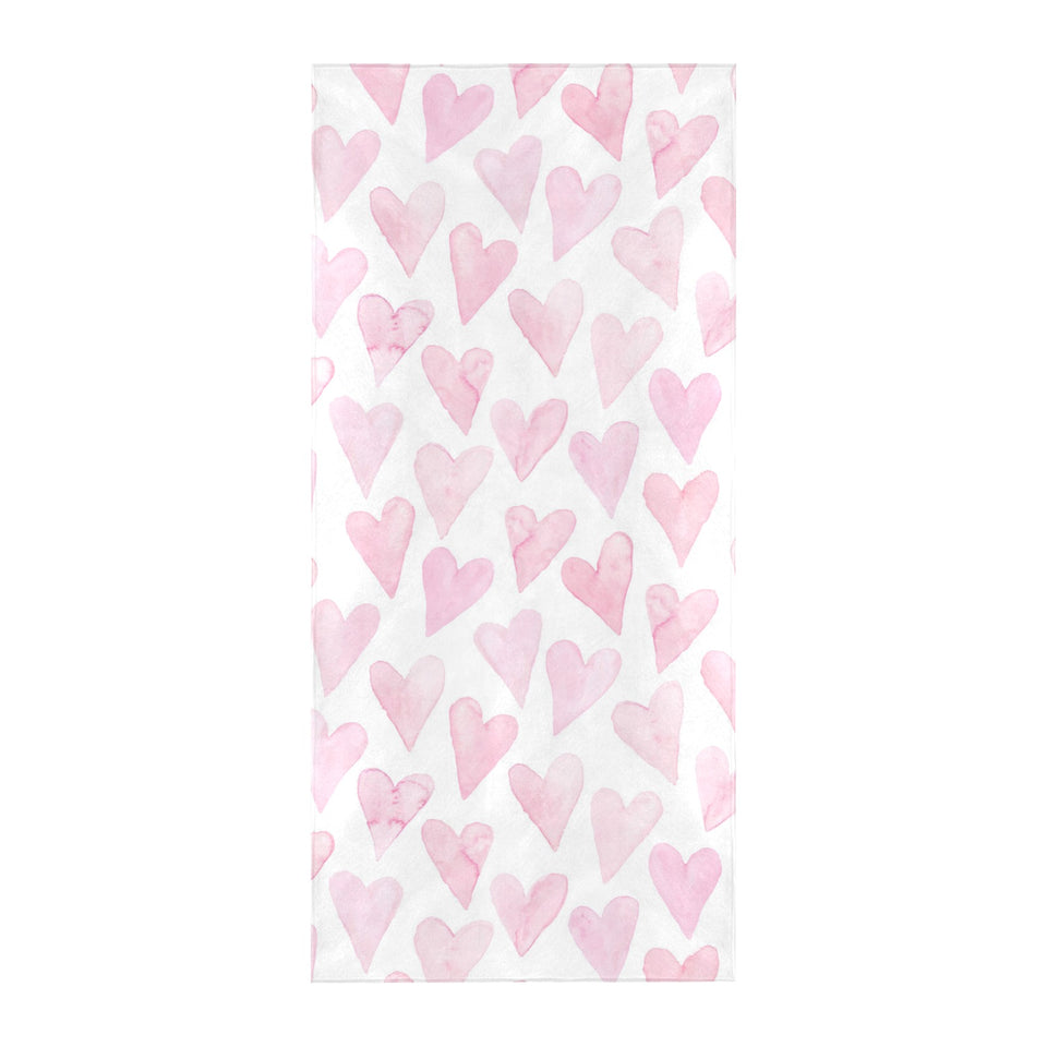 Watercolor pink heart pattern Beach Towel