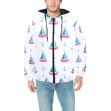 Sailboat anchor pattern Men's Padded Hooded Jacket