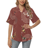 Koi Fish Carp Fish red background Women's All Over Print Hawaiian Shirt