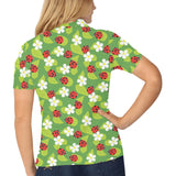 Ladybug Pattern Print Design 01 Women's All Over Print Polo Shirt