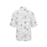 Spider web cobweb pattern white background Women's All Over Print Hawaiian Shirt