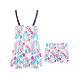 Darts Pattern Print Design 01 Chest Sexy Pleated Two Piece Swim Dress