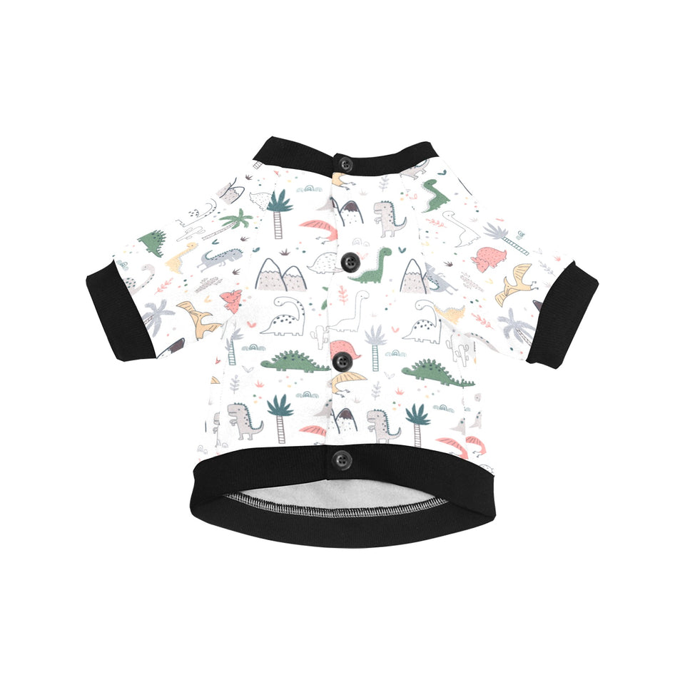 Cute cartoon dinosaurs tree pattern All Over Print Pet Dog Round Neck Fuzzy Shirt
