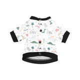 Cute cartoon dinosaurs tree pattern All Over Print Pet Dog Round Neck Fuzzy Shirt