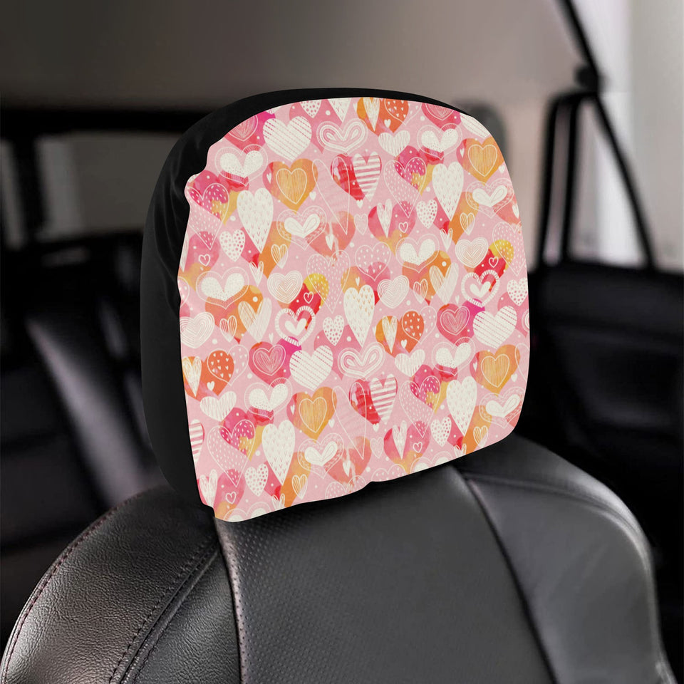 Hand drawn heart design pattern Car Headrest Cover