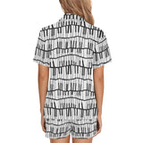 Piano Pattern Print Design 03 Women's V-Neck Short Pajama Set