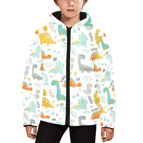 Cute funny kids dinosaurs pattern Kids' Boys' Girls' Padded Hooded Jacket