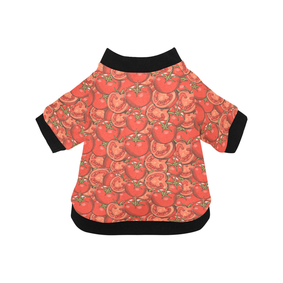 Red Tomato Pattern All Over Print Pet Dog Round Neck Fuzzy Shirt