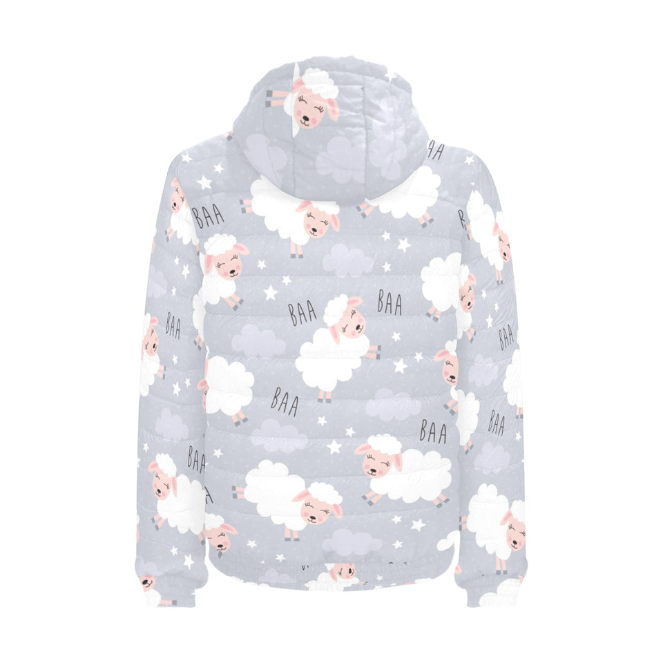 Sweet dreams sheep pattern Men's Padded Hooded Jacket