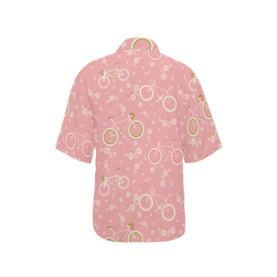 Bicycle Pattern Print Design 02 Women's All Over Print Hawaiian Shirt