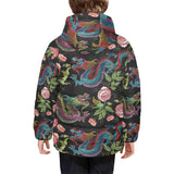 Dragons flower pattern Kids' Boys' Girls' Padded Hooded Jacket