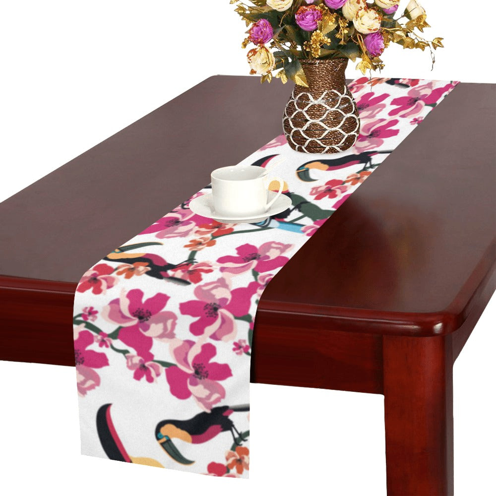 Toucan flower design pattern Table Runner