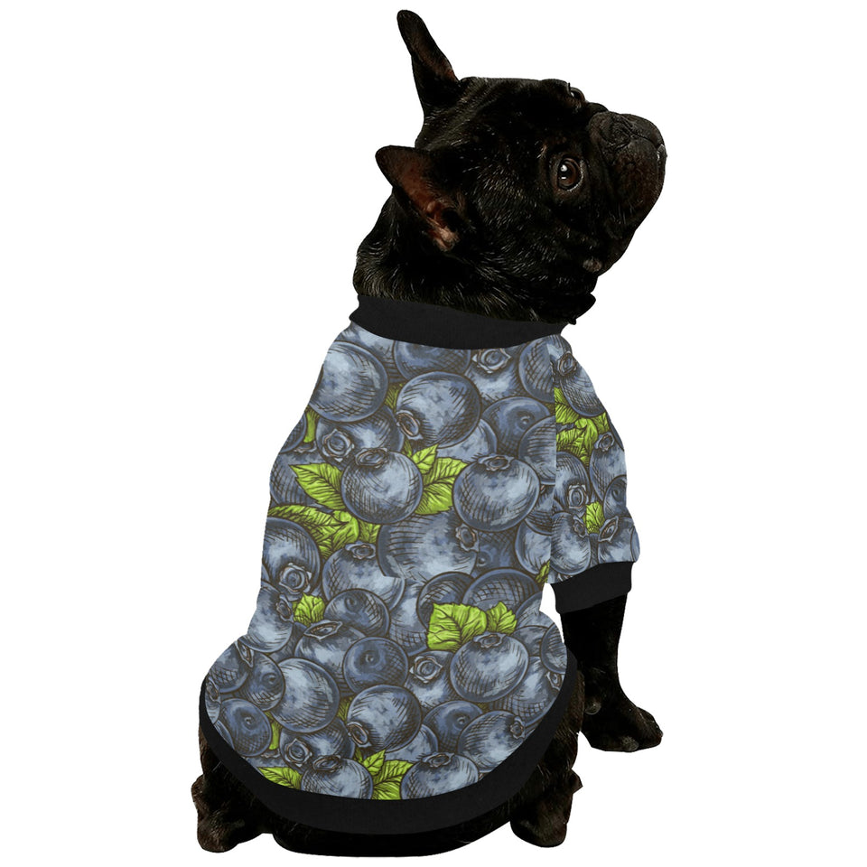 blueberry pattern All Over Print Pet Dog Round Neck Fuzzy Shirt