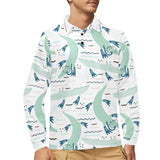 Crocodile diver pattern Men's Long Sleeve Polo Shirt