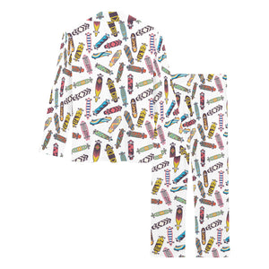 Skate Board Pattern Print Design 05 Women's Long Pajama Set