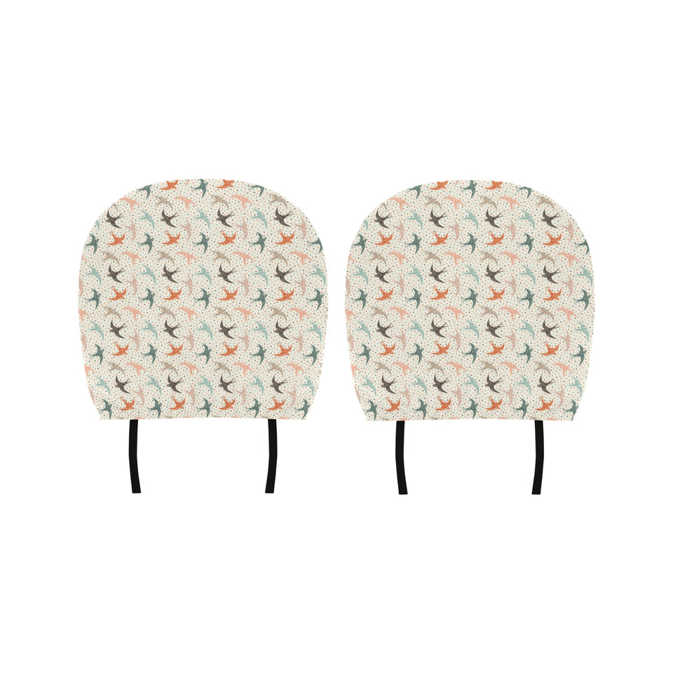 Swallow Pattern Print Design 02 Car Headrest Cover