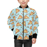 Hand drawn pizza blue background Kids' Boys' Girls' Bomber Jacket